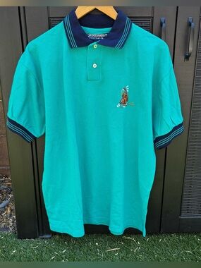 VTG Scottish Isle Mens Polo Golf Shirt Blue Green  Size XL Made In USA 90s